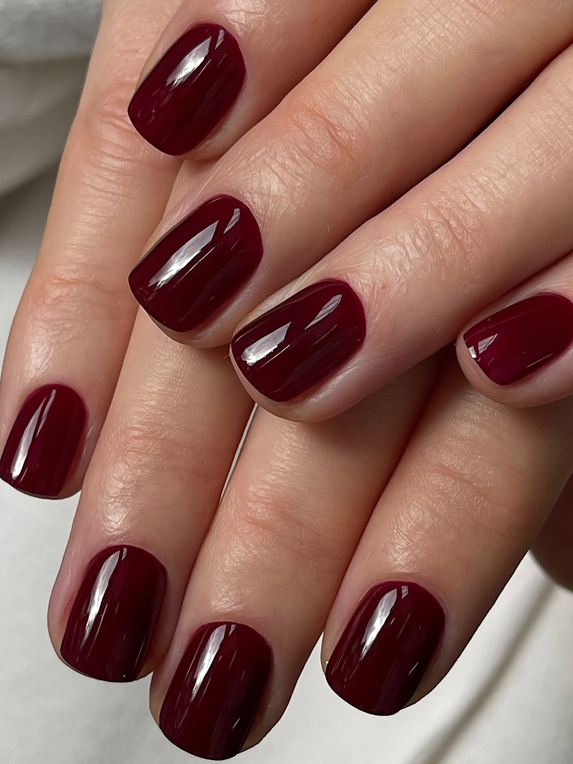 Deep Burgundy Glossy Square Nails