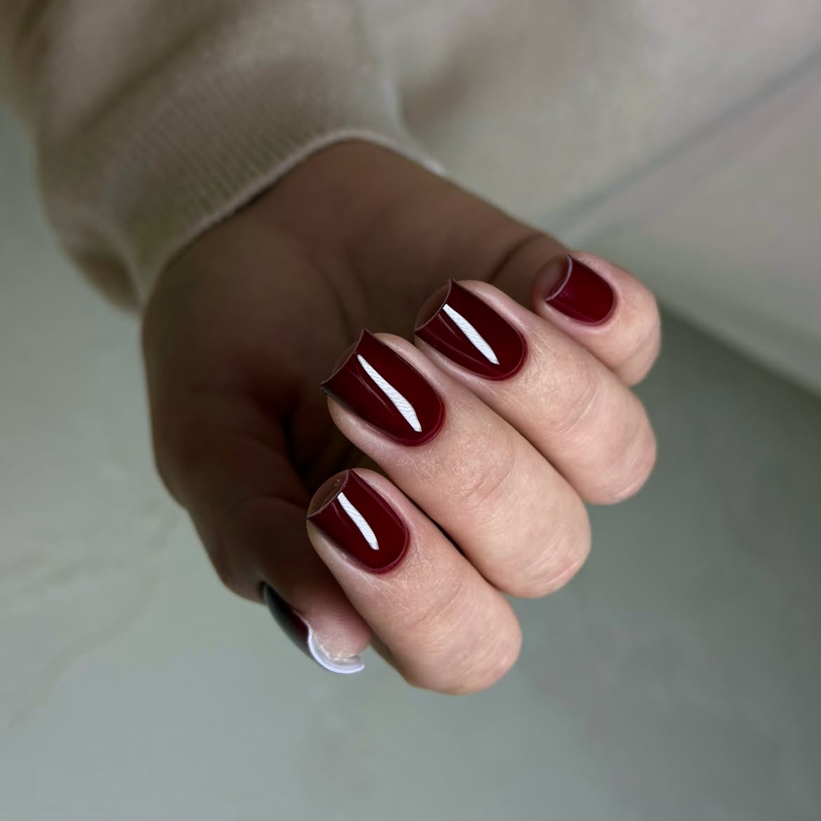 Deep Burgundy Glossy Square Nails