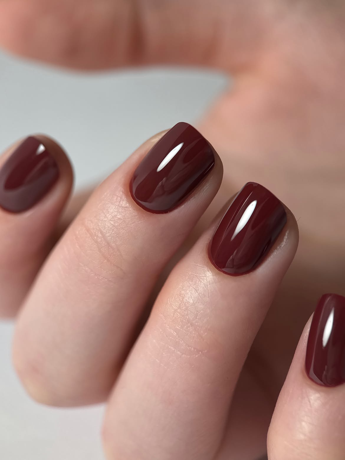 Deep Burgundy Glossy Squoval Nails
