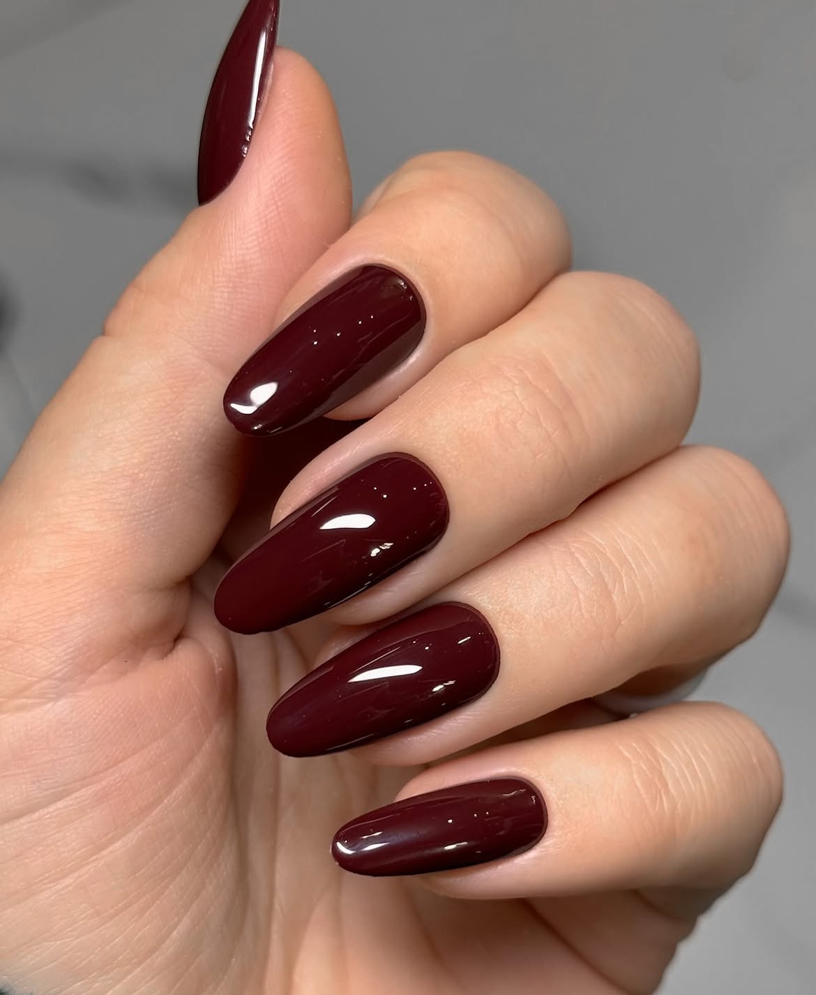 Deep Burgundy High Gloss Coffin Nails