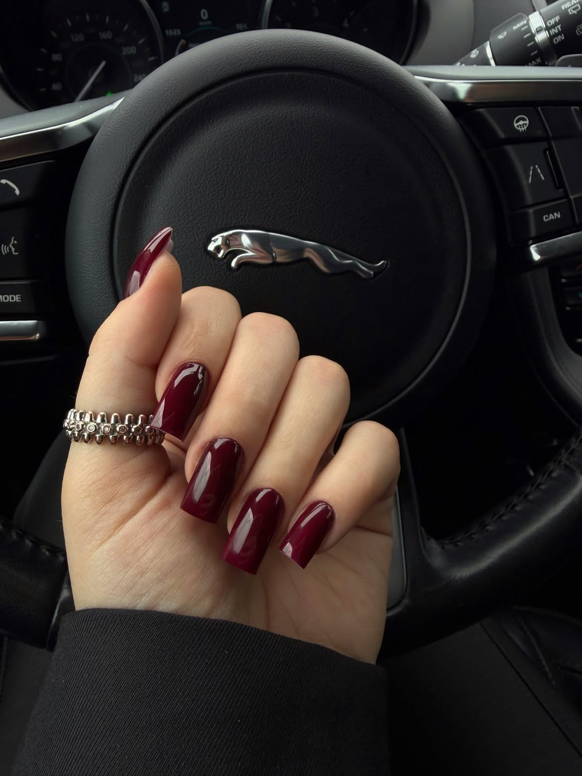 Deep Burgundy High Gloss Coffin Nails