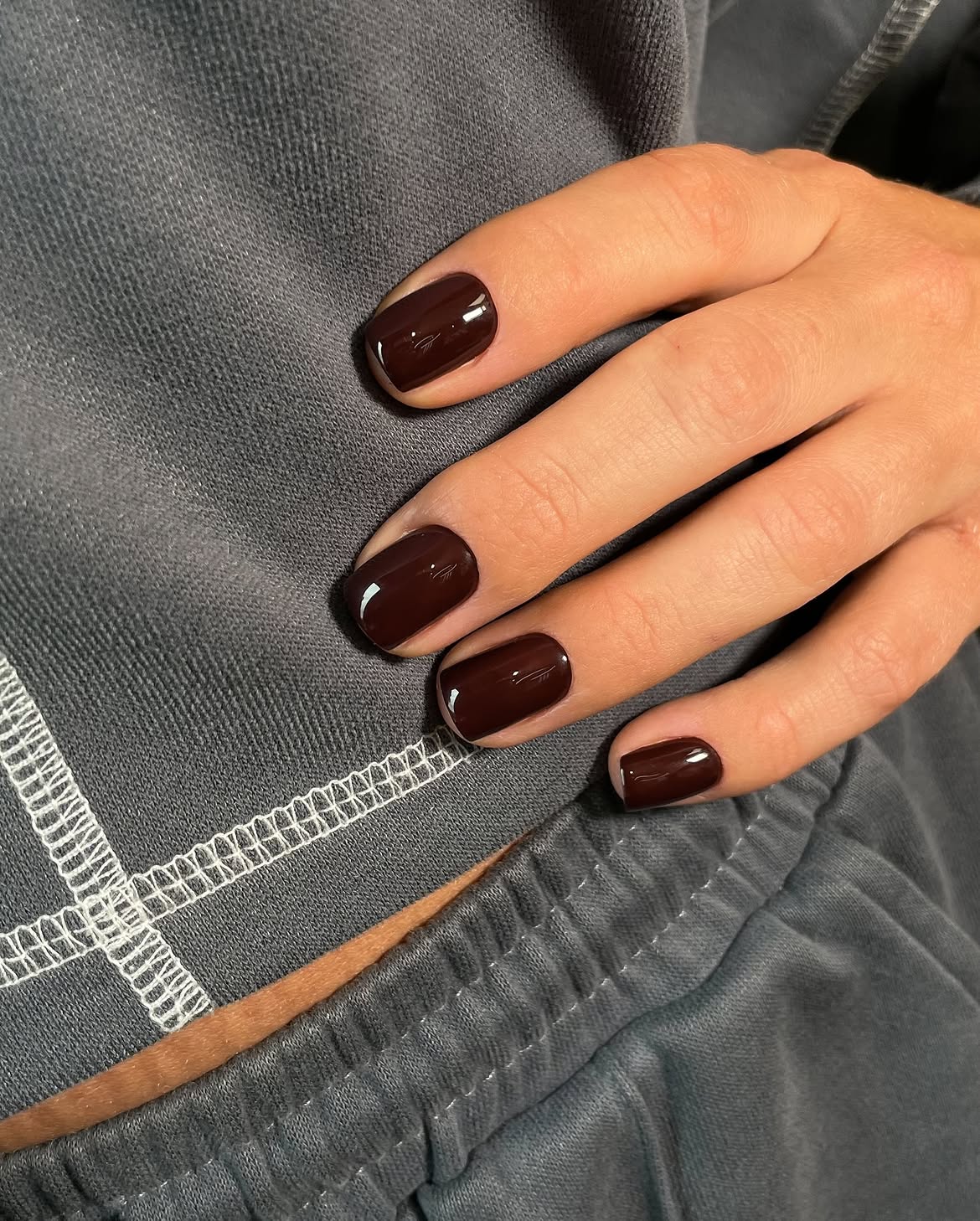 Deep Burgundy High Gloss Short Nails