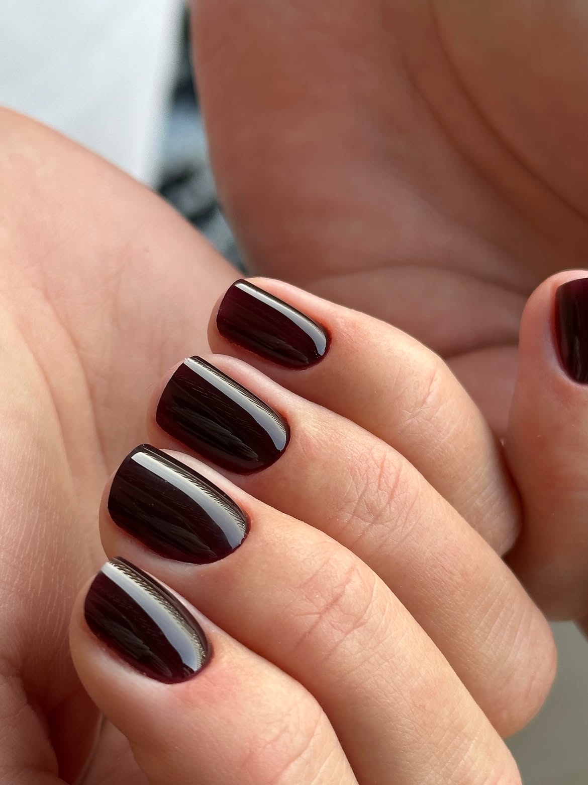 Deep Burgundy High Gloss Square Nails