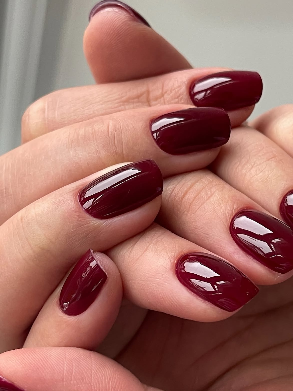 Deep Burgundy High Gloss Square Nails