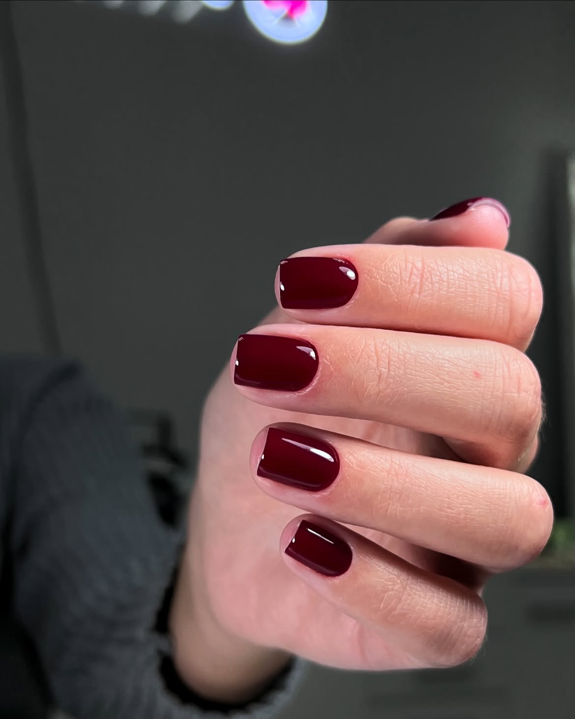 Deep Burgundy High Gloss Square Nails