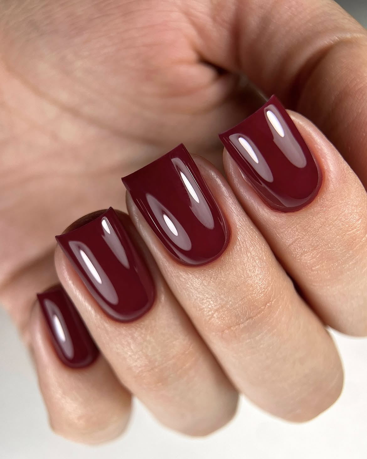 Deep Burgundy High Gloss Squash Nails