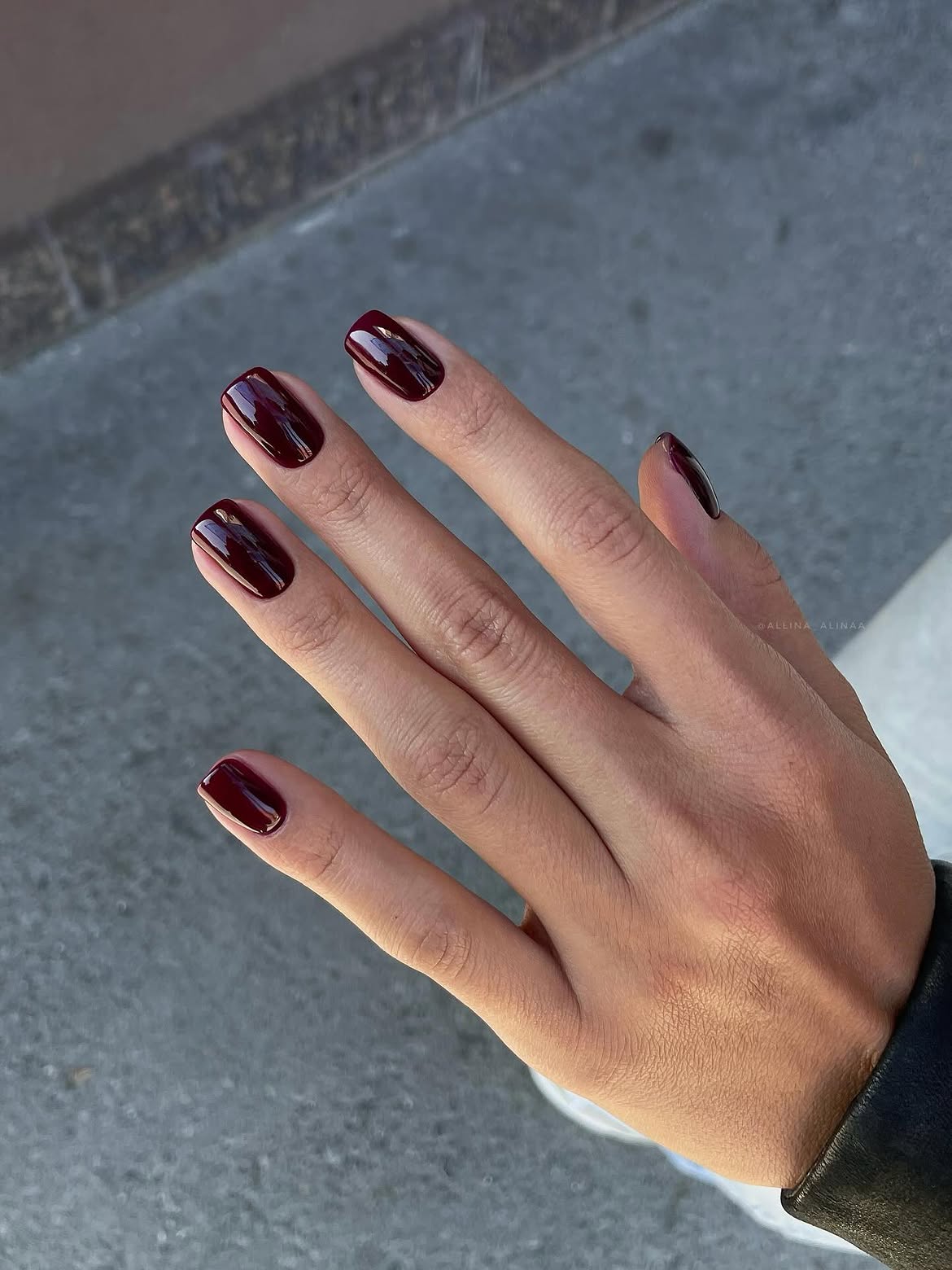 Deep Burgundy High-Gloss Squoval Nails