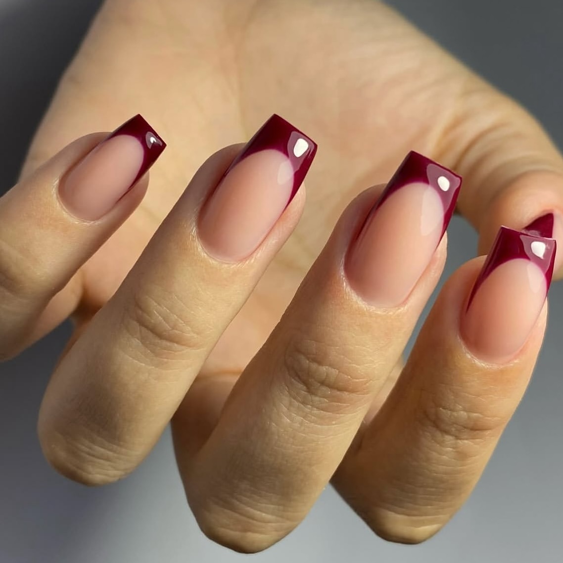 Deep Burgundy Modern French Tips