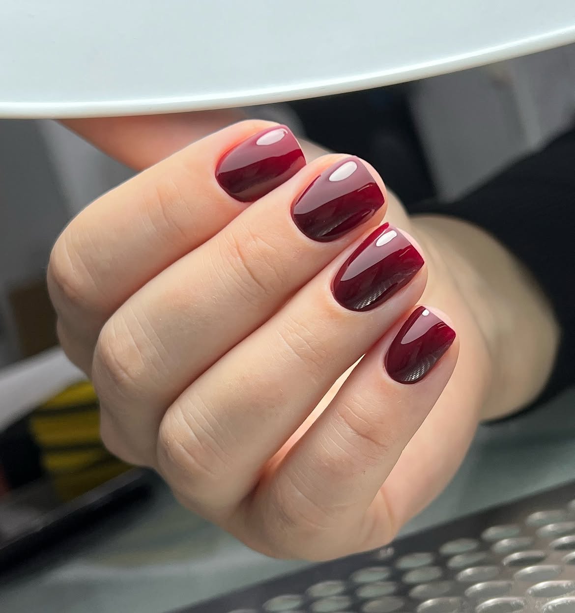 Deep Burgundy Ombre Glossy Short Square