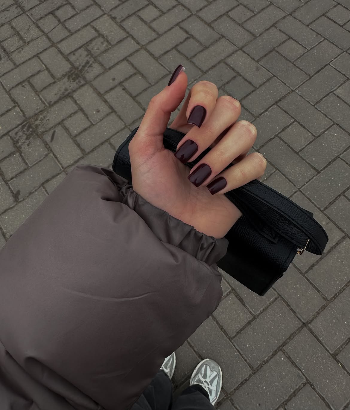 Deep Burgundy Square Glossy Nails