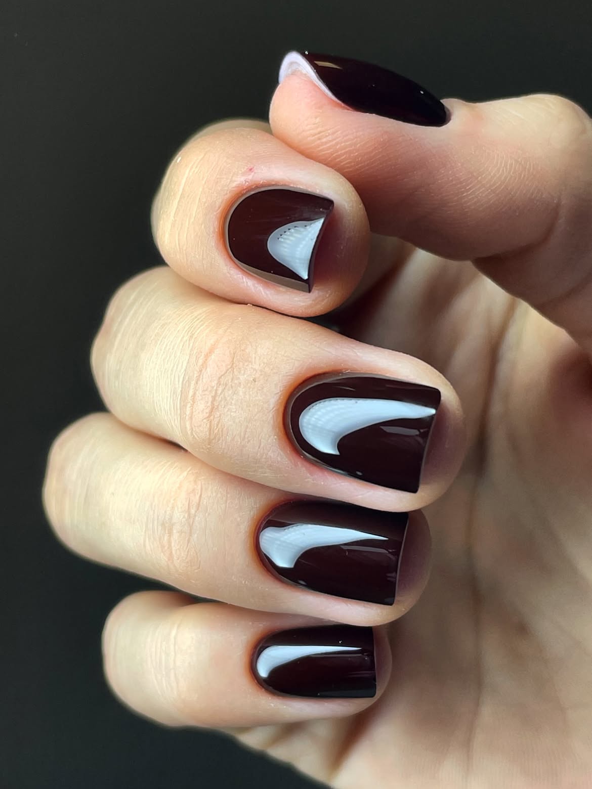 Deep Burgundy Velvet Swirl French Tips
