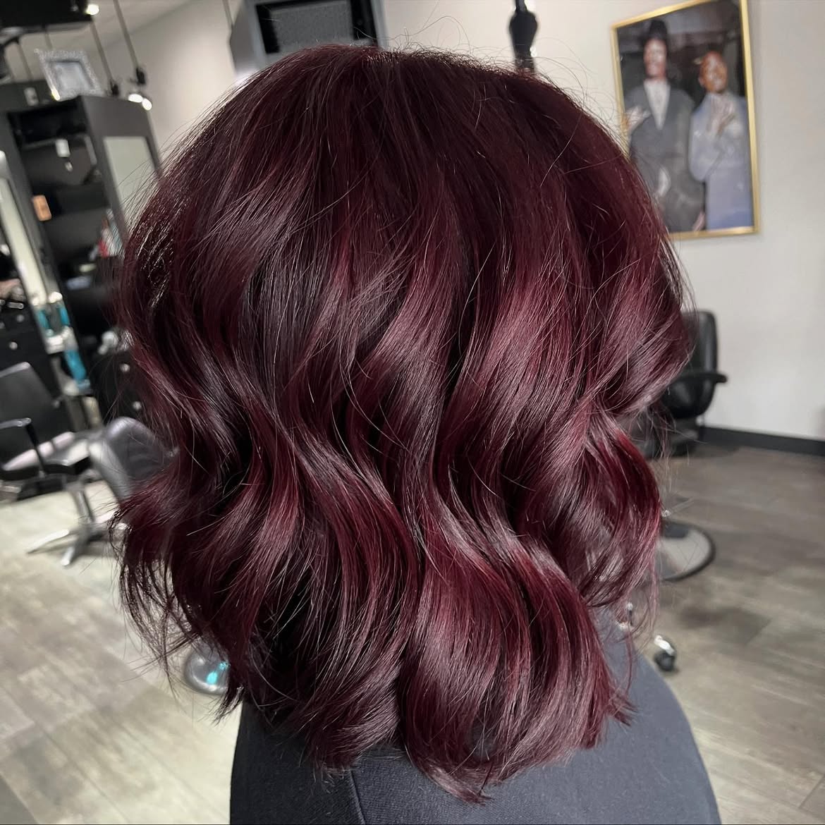 Deep Cherry Cola Waves For Collarbone Bob