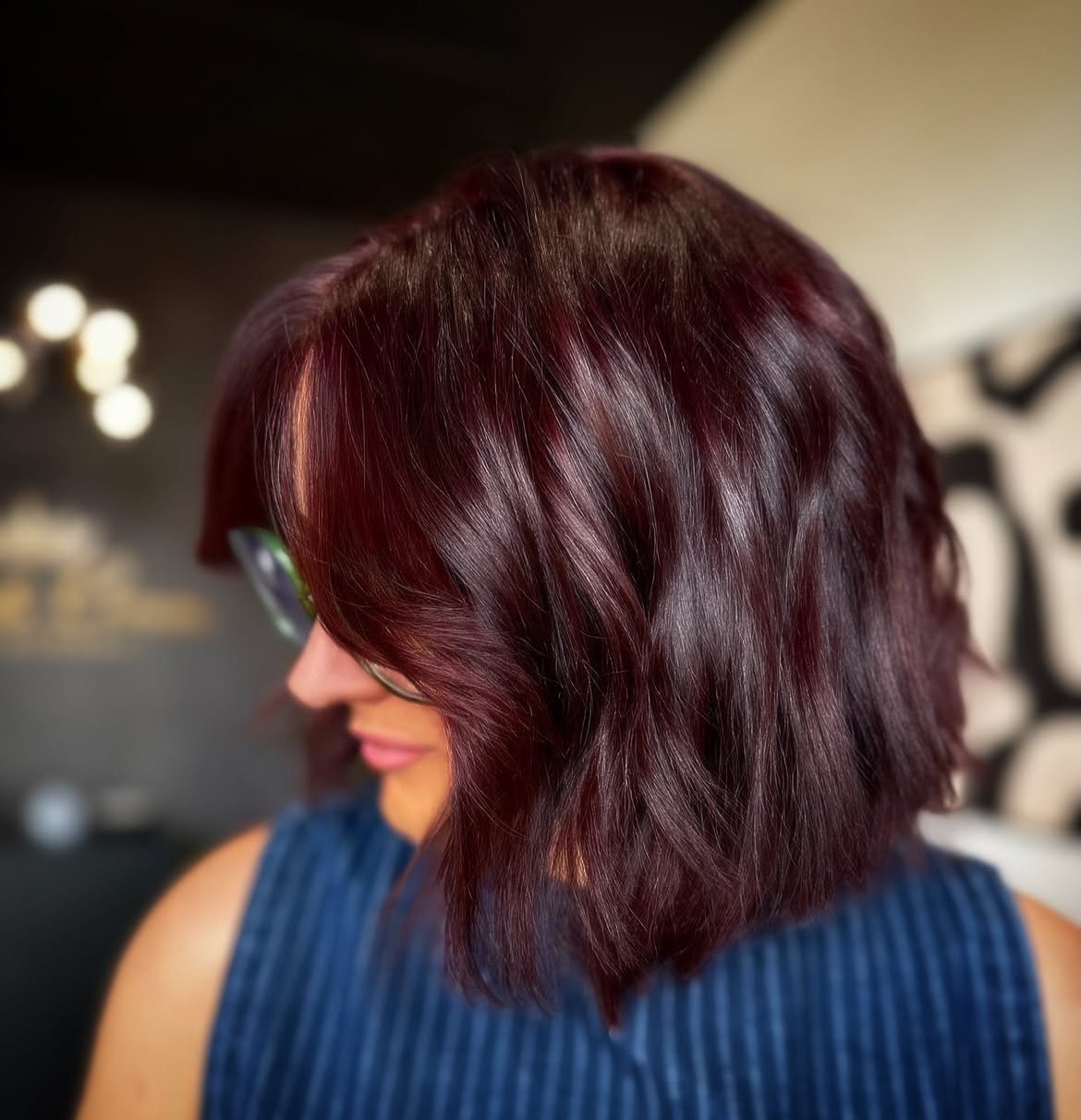 Deep Cherry Cola Waves With Subtle Face Framing