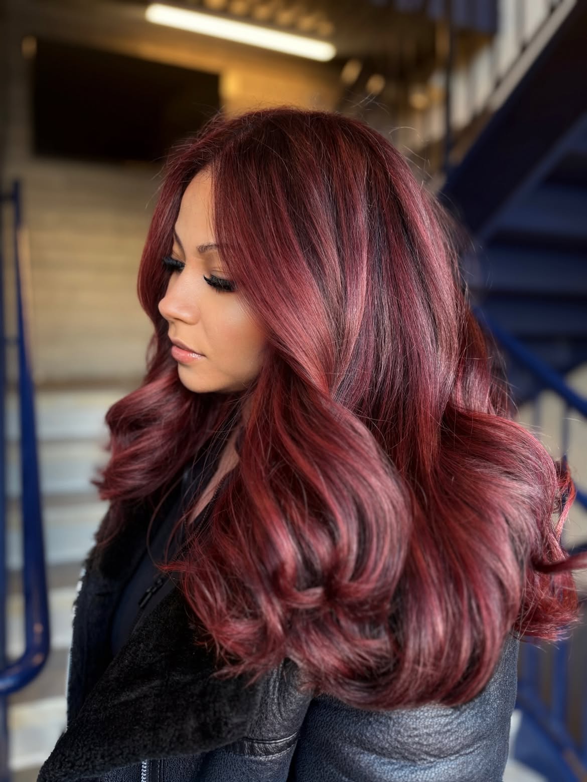 Deep Cherry Red Hair With Subtle Dimension