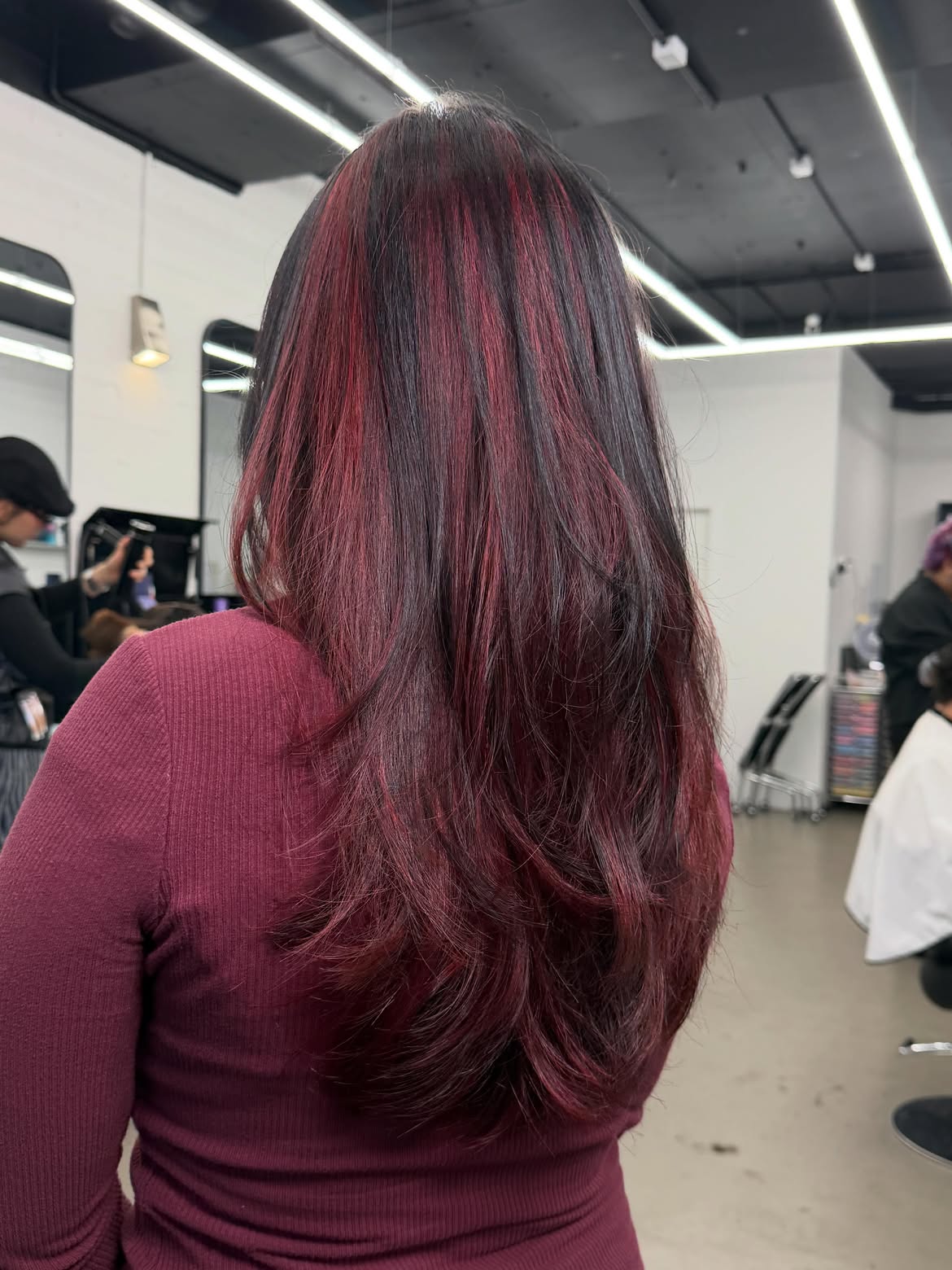 Deep Cherry Red Highlights With Dark Base