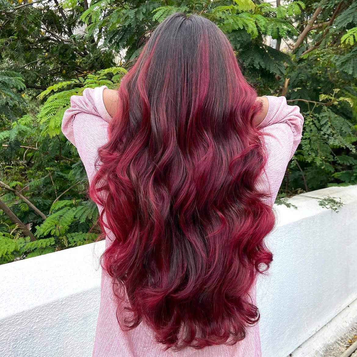 Deep Cherry Red Waves With Dark Undertones