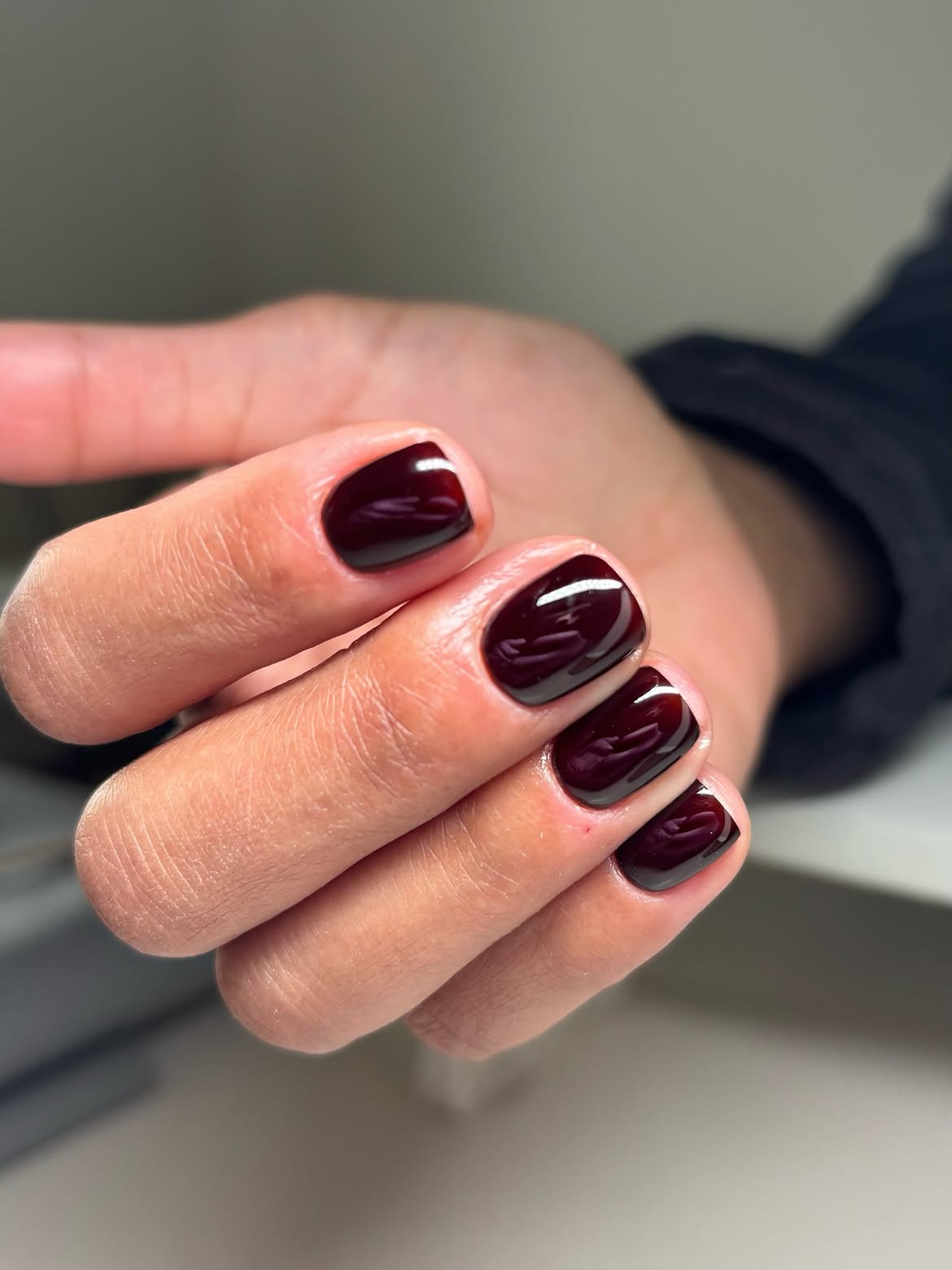 Deep Cherry Wine High Gloss Squoval Nails