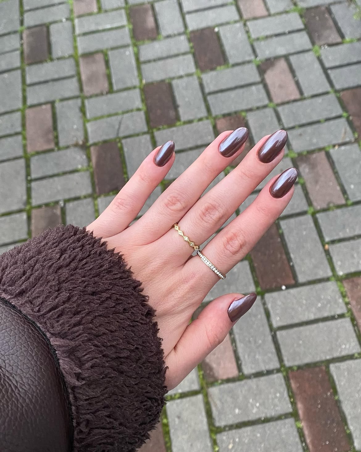 Deep Chocolate Chrome Oval Nails