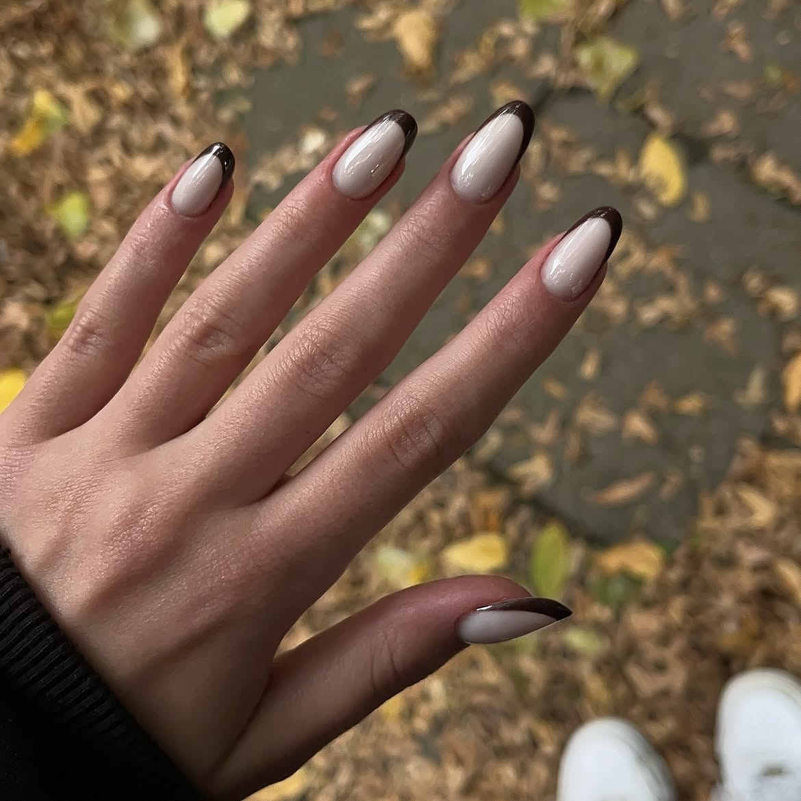 Deep Chocolate French Almond Nails