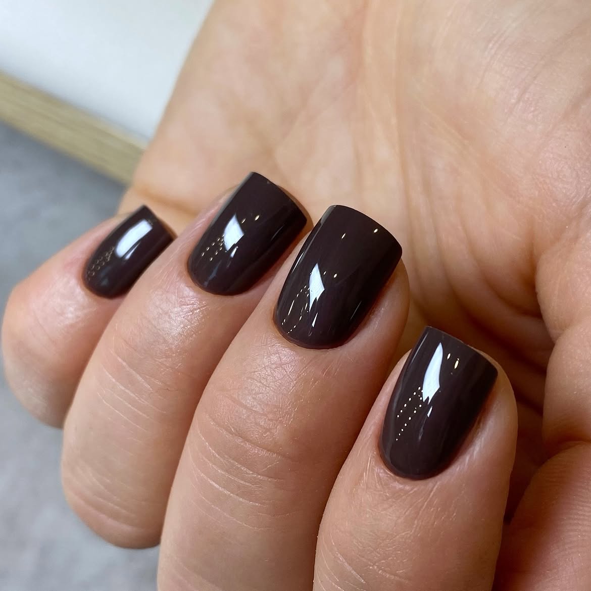 Deep Chocolate Glossy Square Nails