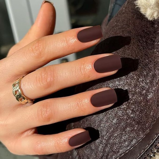 28 Stunning Coffin Nail Ideas for Your Perfect Fall Look 16 Deep Chocolate Matte Coffin Nails