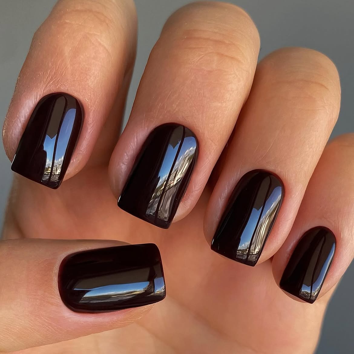 Deep Espresso Glossy Square Nails