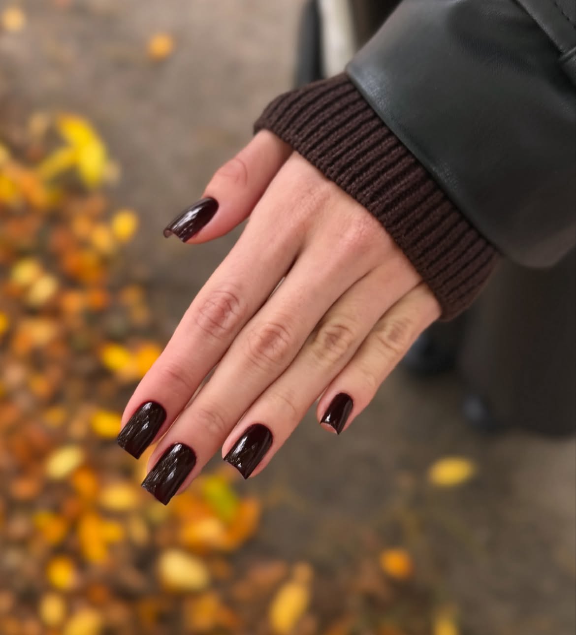 Deep Espresso Glossy Square Nails