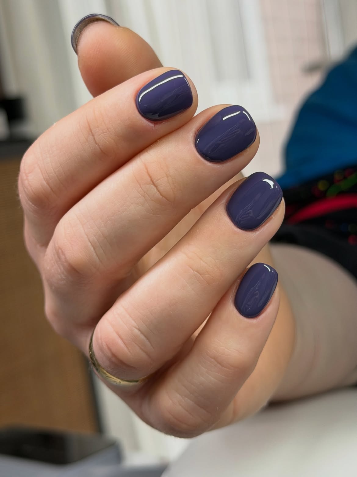Deep Indigo Glossy Short Oval Nails