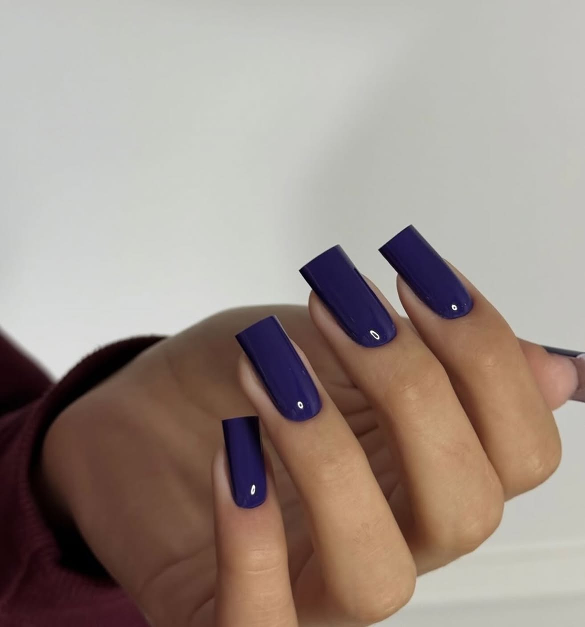 Deep Indigo Glossy Square Nails