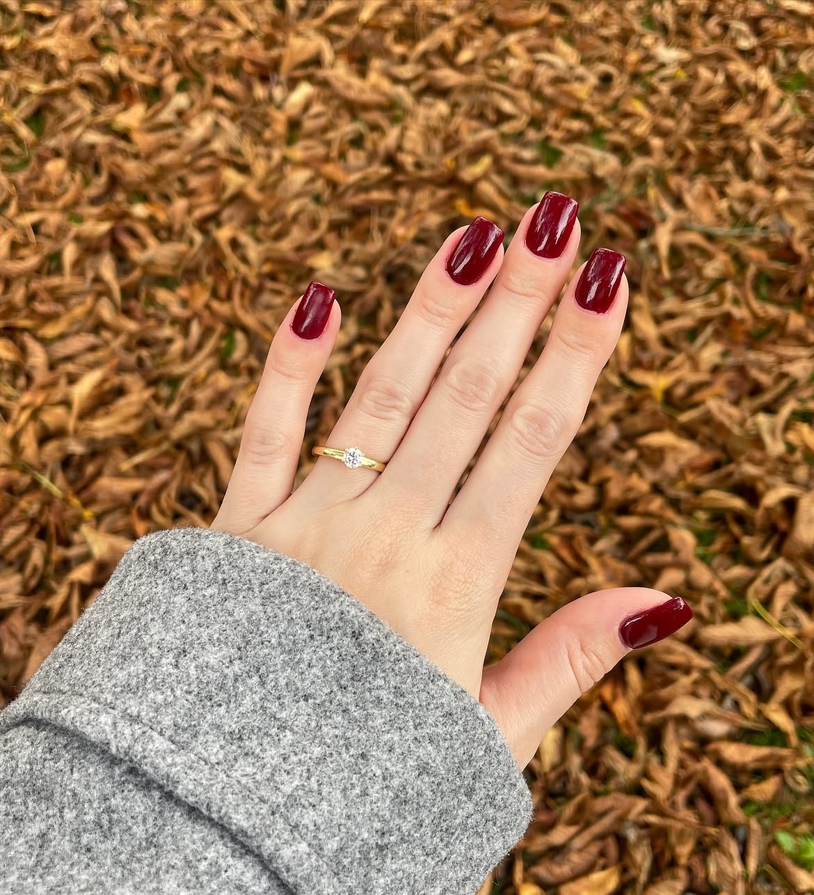 Deep Maroon Glossy Square Nails