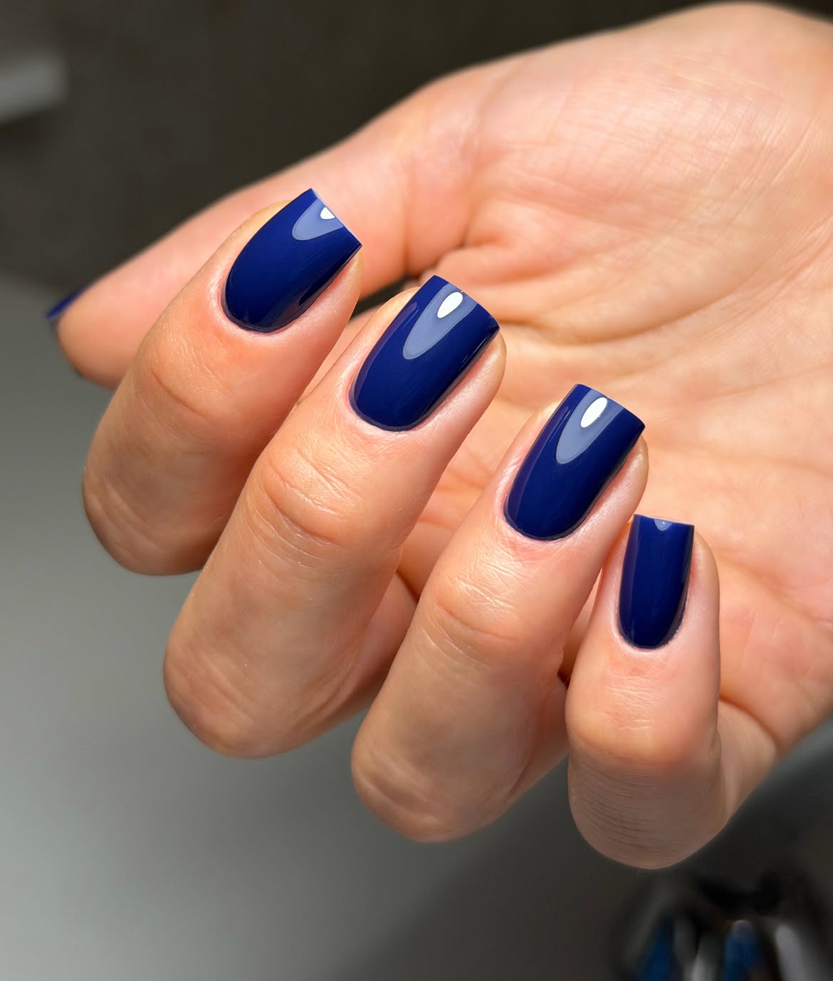Deep Navy Glossy Square Nails