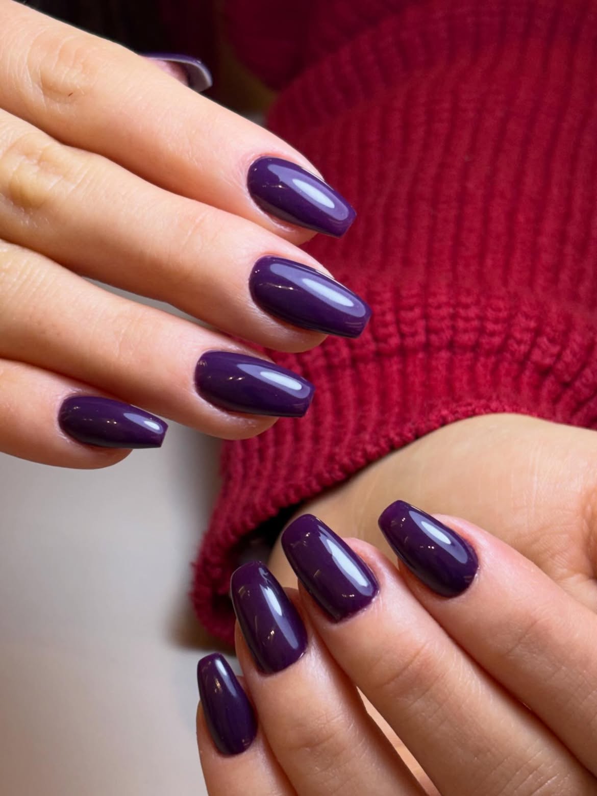 Deep Plum Glossy Coffin Nails