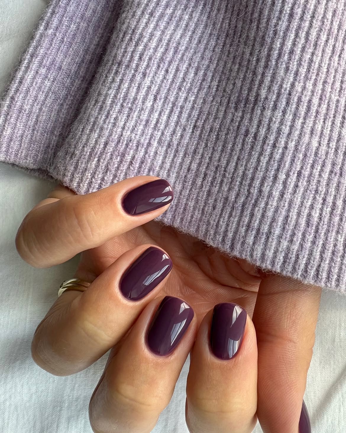Deep Plum Glossy Oval Nails