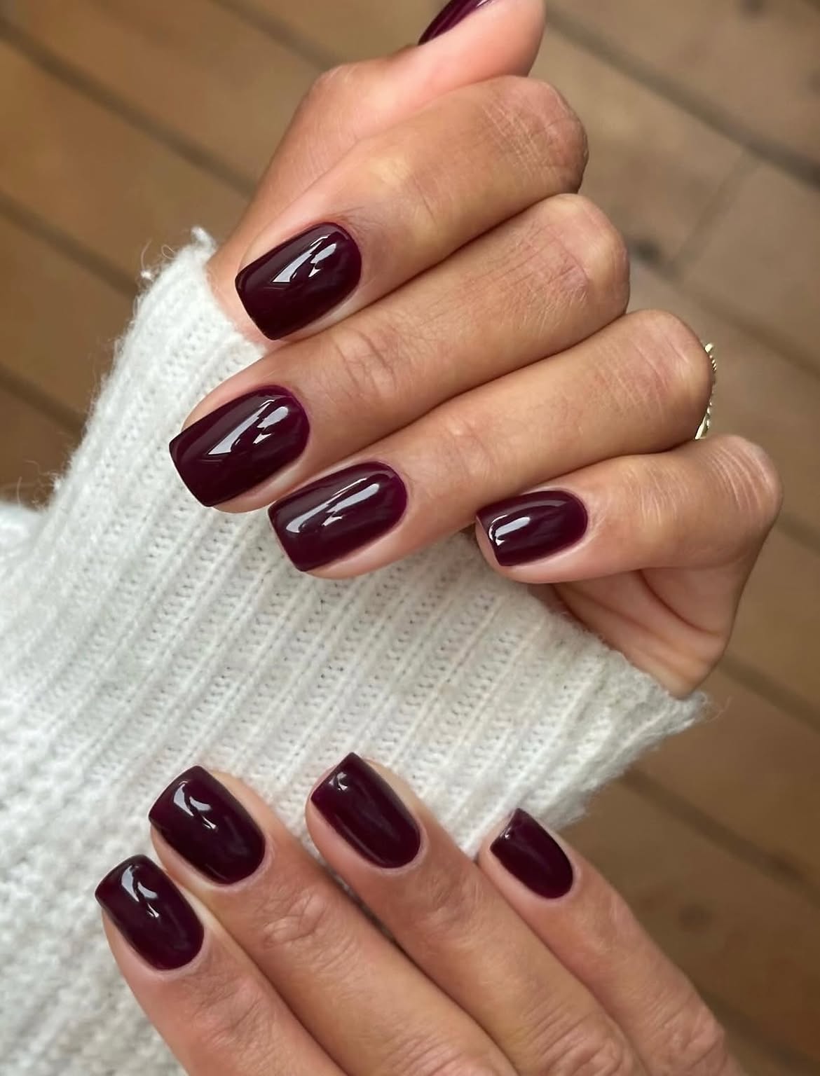 Deep Plum Glossy Square Nails