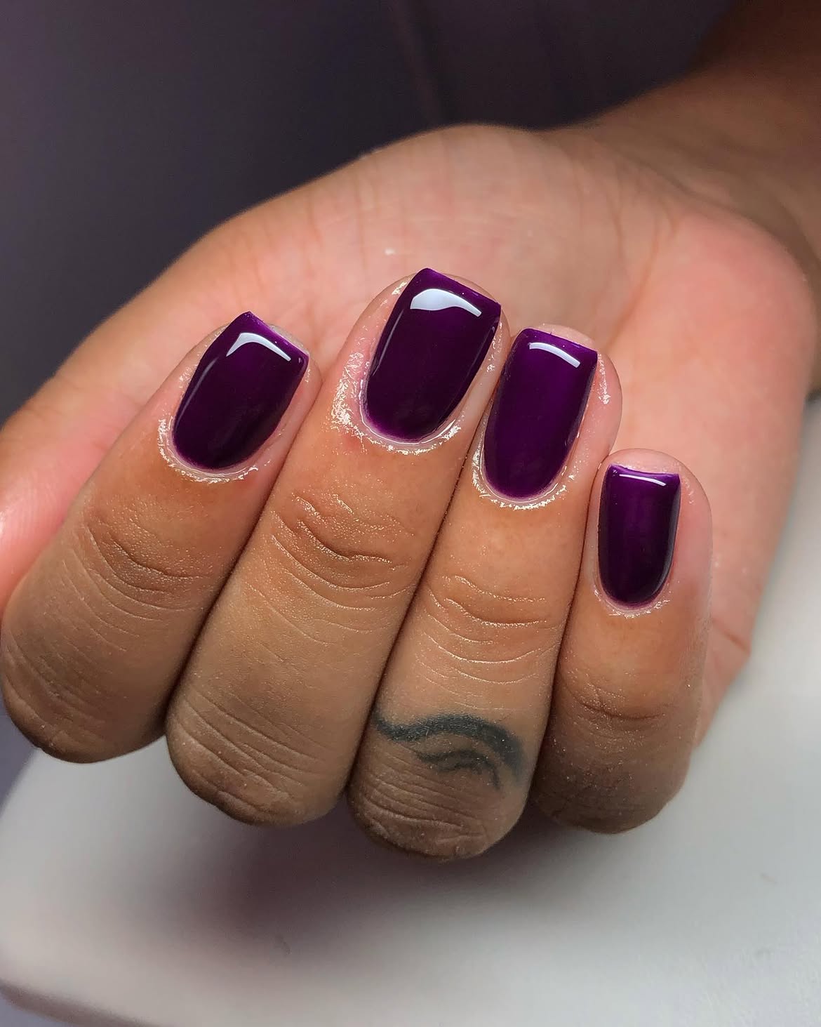 Deep Plum Glossy Square Nails