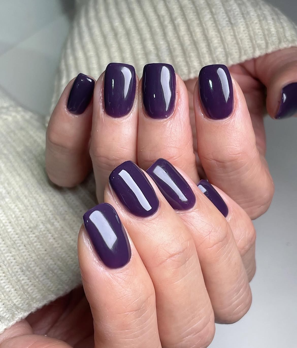 Deep Plum Glossy Square Nails