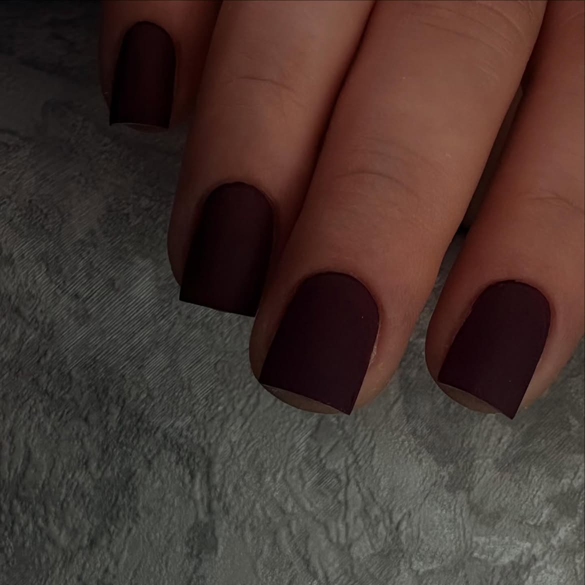 Deep Plum Matte Rounded Square Nails