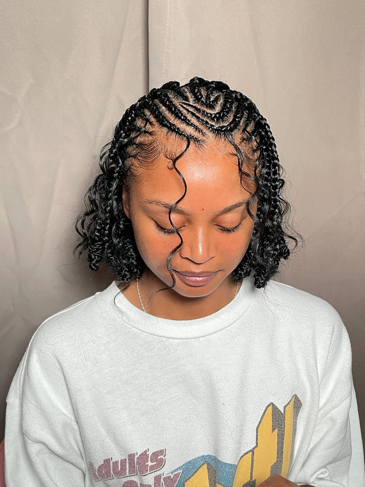 Diagonal Fulani Braids With Curly Woven Ends