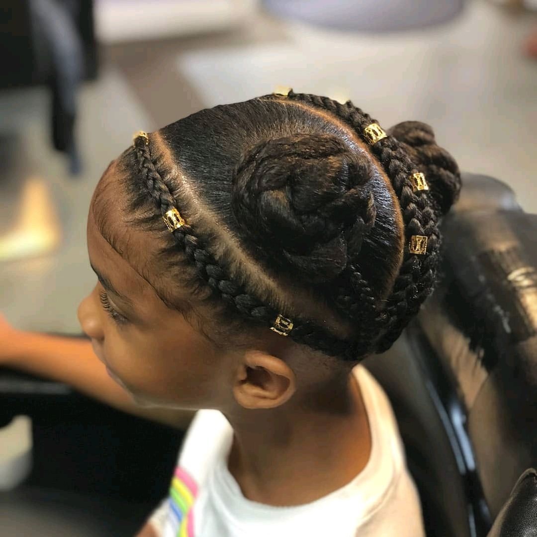 Double Crown Braided Updo With Gold Accents