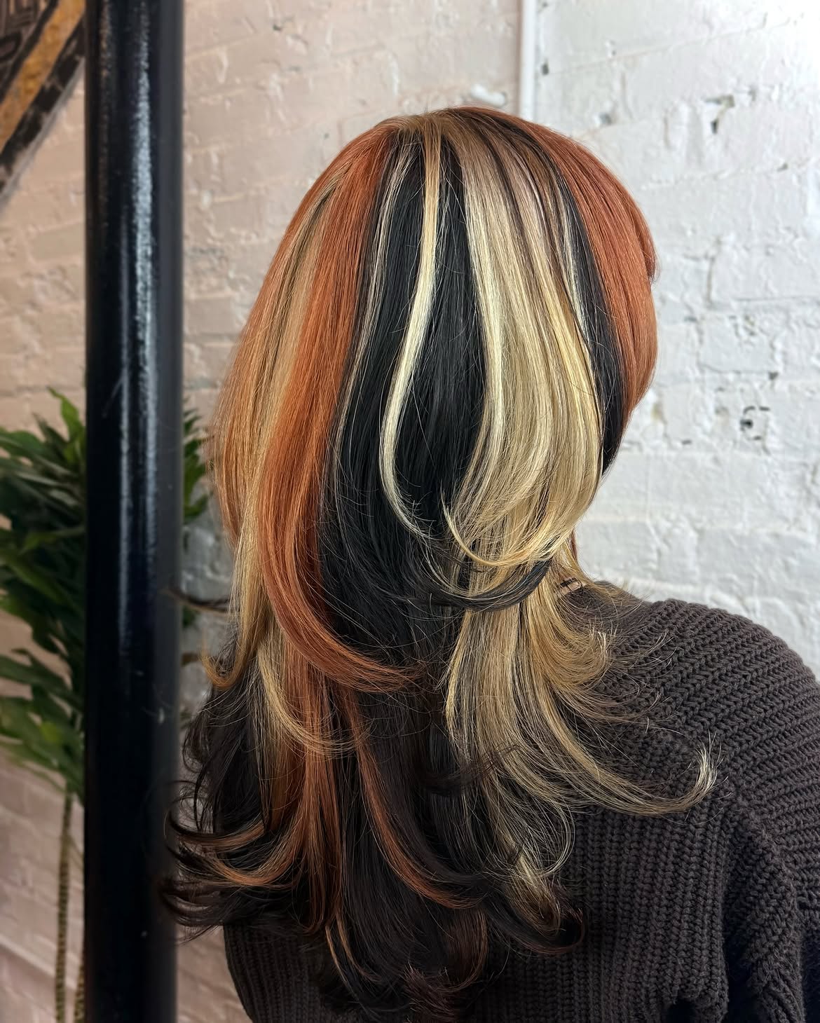 Dramatic Black and Copper Chunky Highlights