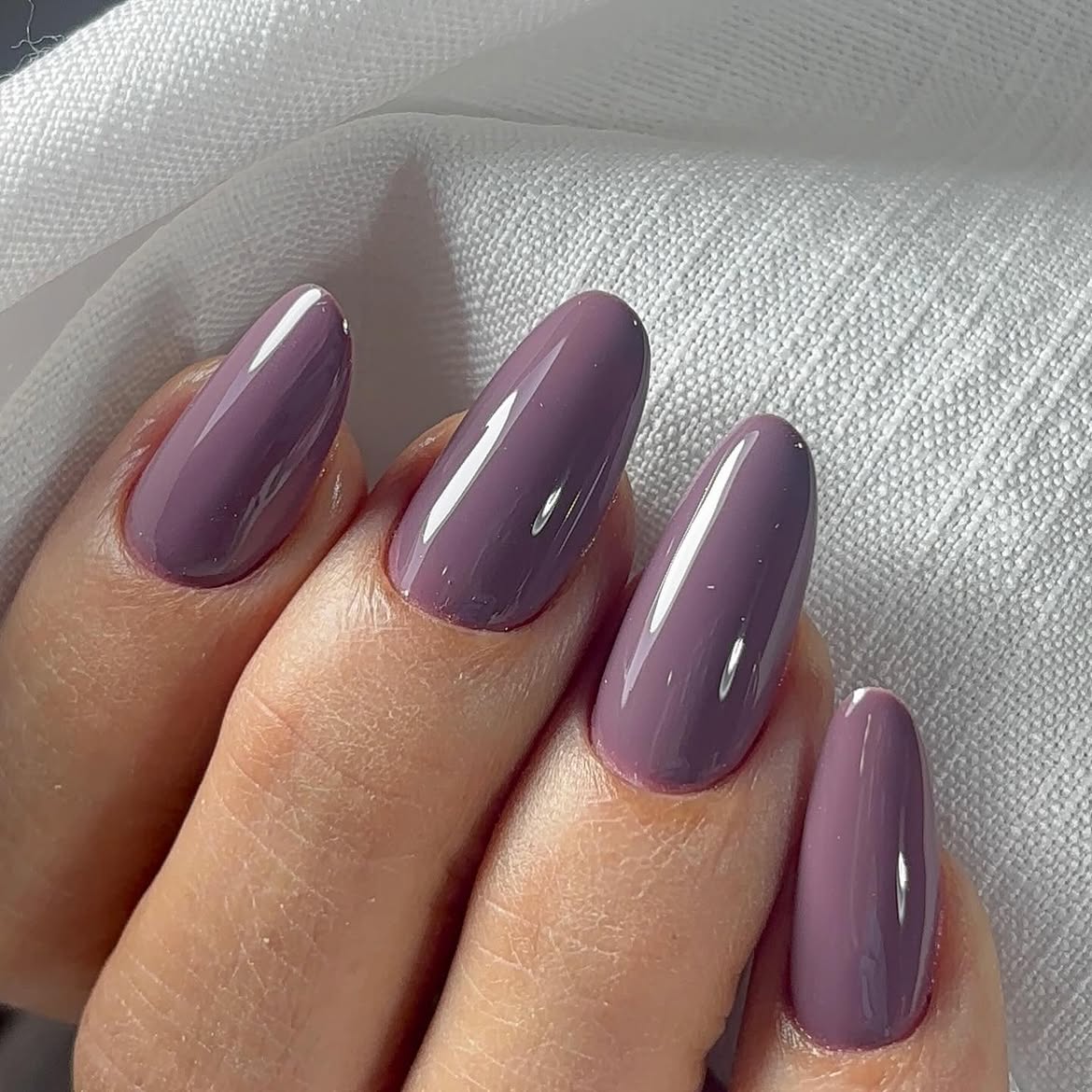 Dusty Mauve Glossy Almond Nails