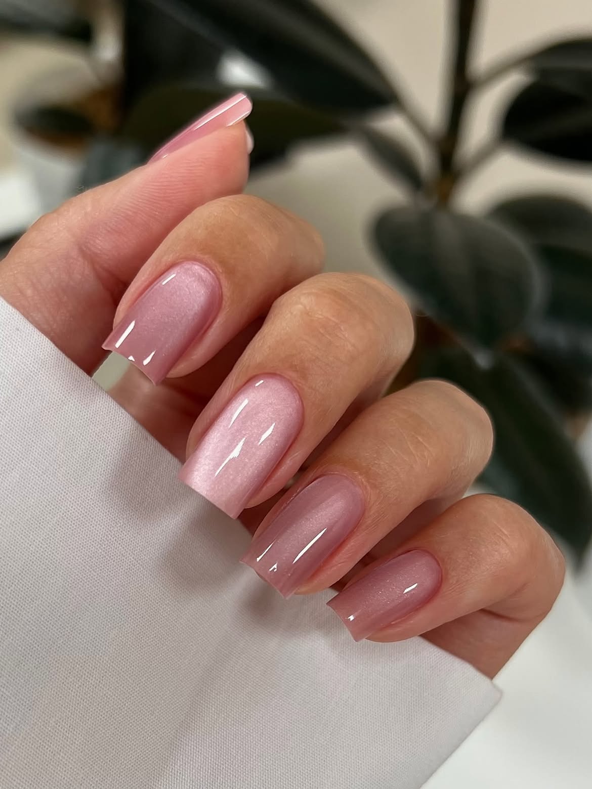 Dusy Rose Cat Eye Square Nails