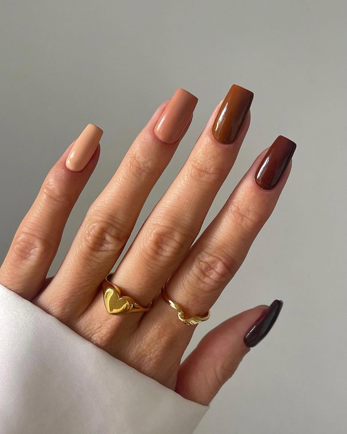Earthy Tones Mixed Gradient Fall French Tips