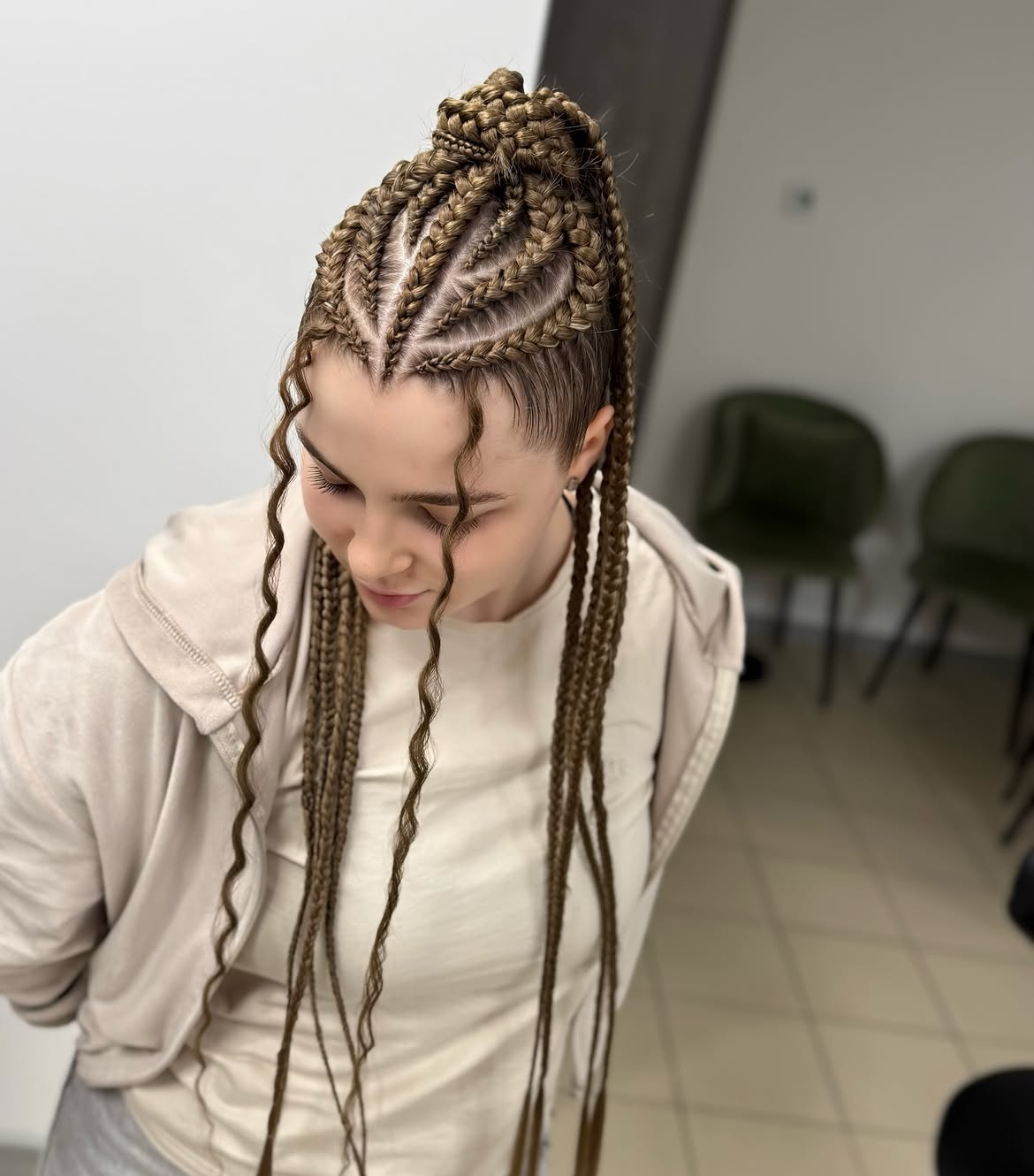 Edgy Braids with Trendy Curly Front Tendrils