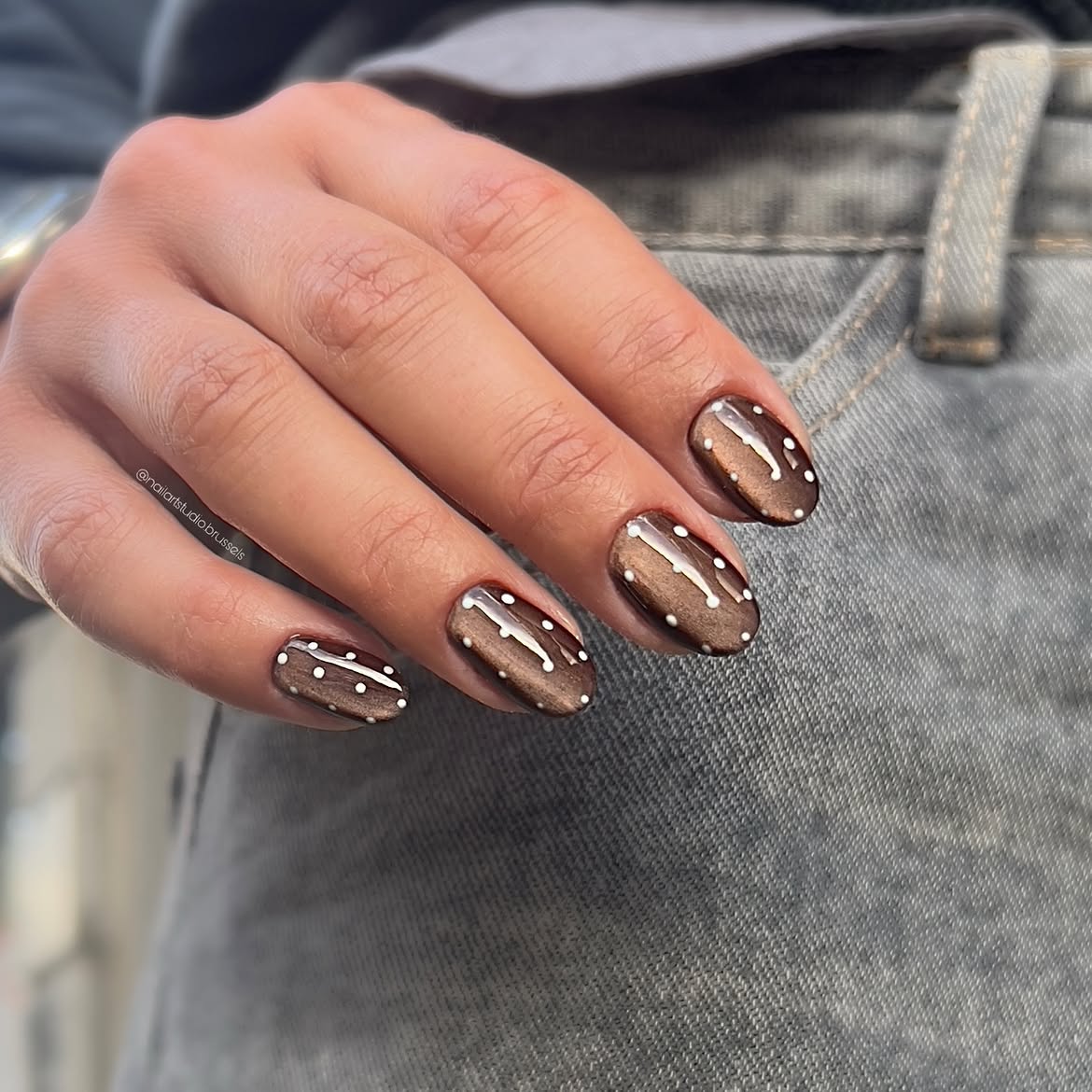 Espresso Cat Eye With White Dot Accents