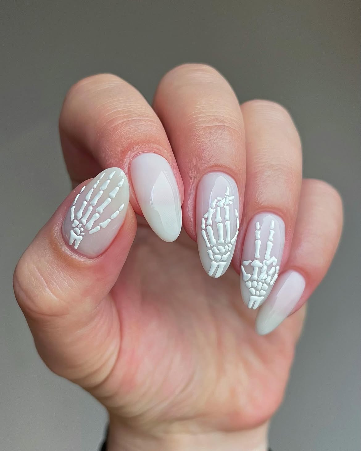 Ethereal Skeleton Hand Almond Nails