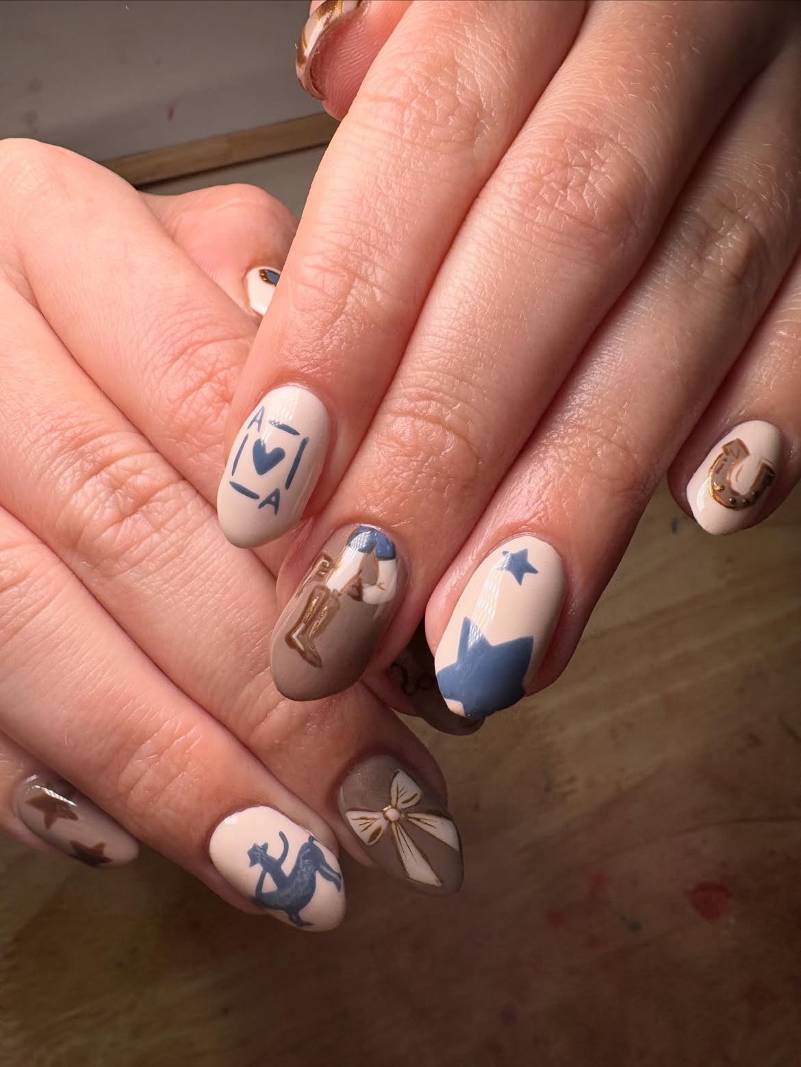 Fall Western Rodeo Themed Oval Nails