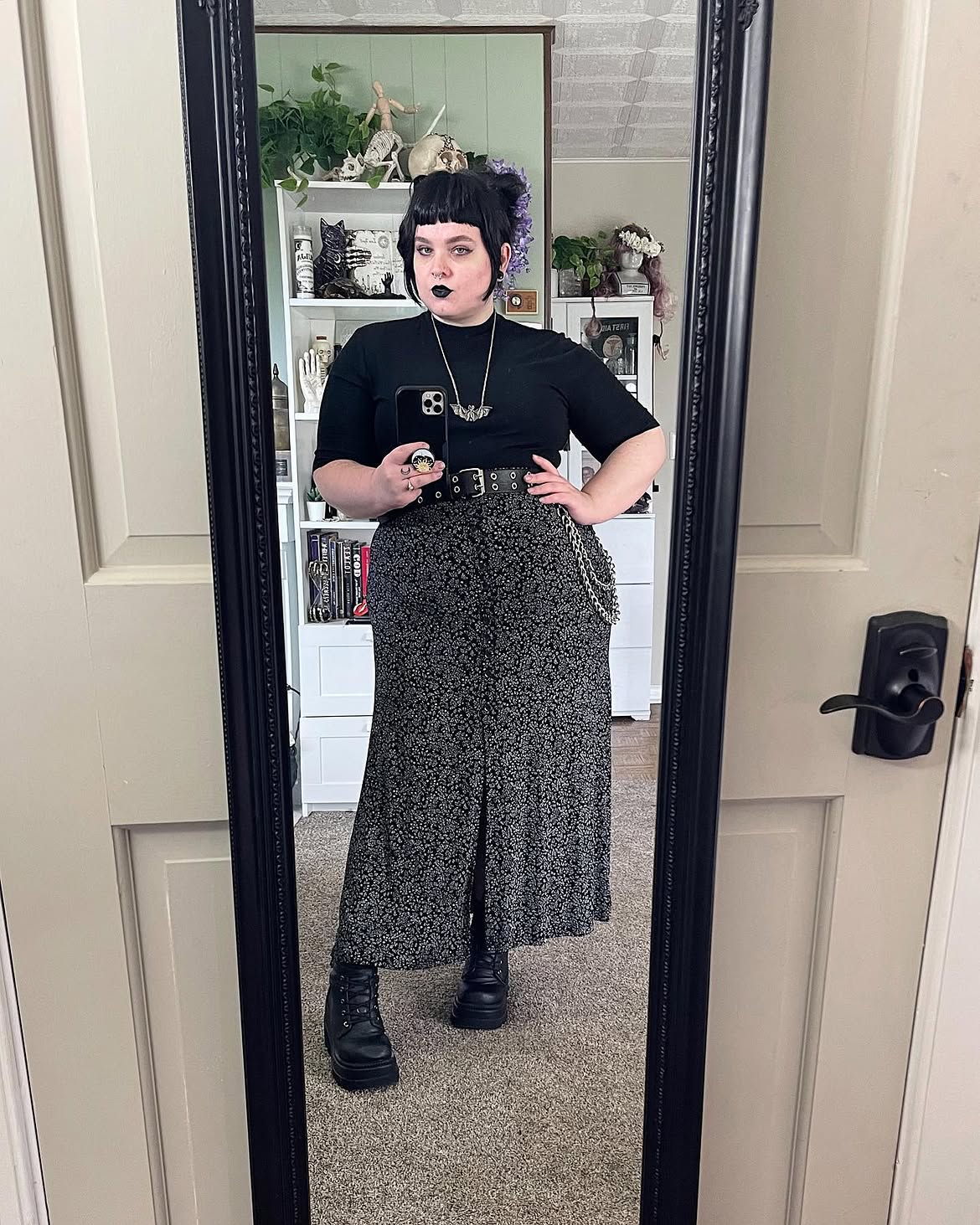 Floral Midi Skirt With Chunky Boots
