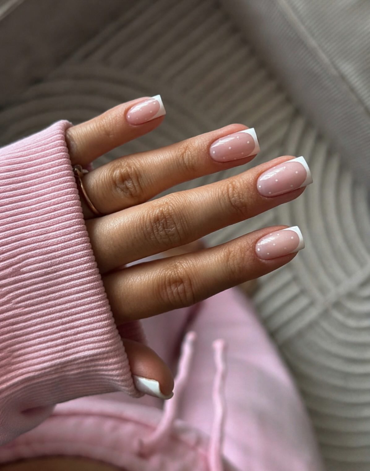 28 Stunning Coffin Nail Ideas for Your Perfect Fall Look 18 French Tip Coffin Nails with White Polka Dots