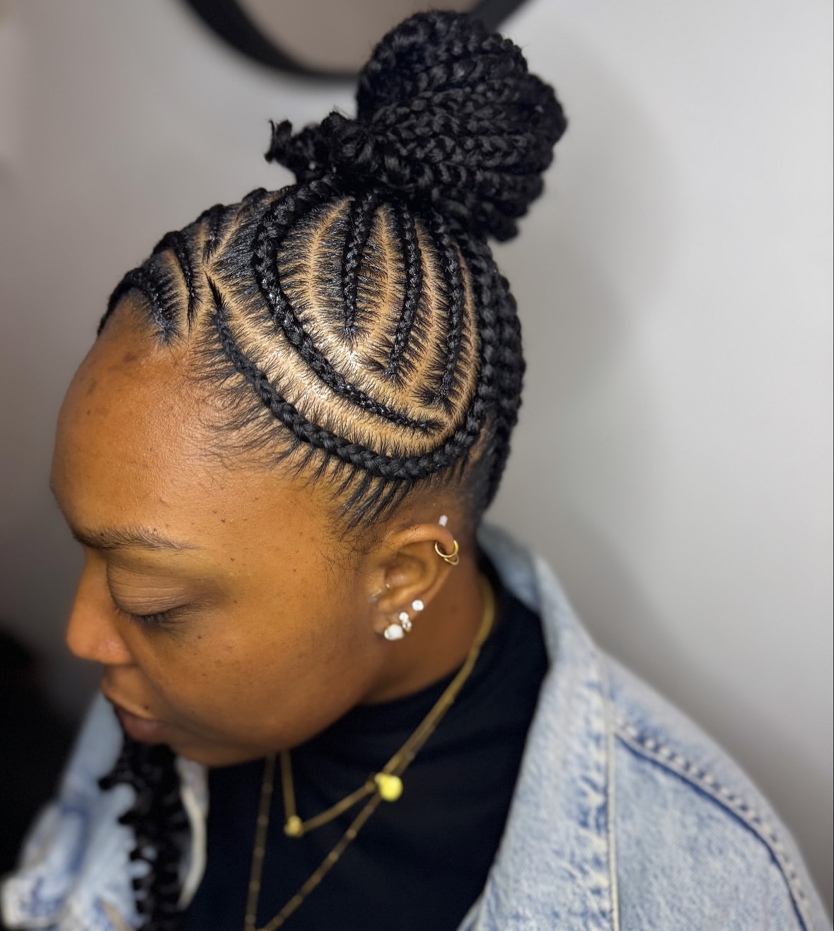 Geometric Fulani Braids With High Top Knot